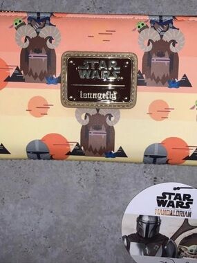 Loungefly Star Wars The Mandalorian Cream & Peach Wallet with Gold Plaque